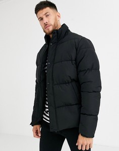 Черная дутая куртка с воротником-стойкой ASOS DESIGN - Черный