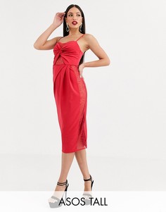 Платье миди с кружевными вставками и узлом ASOS DESIGN Tall - Мульти