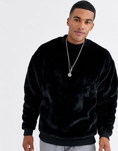 Свободный меховой свитшот черного цвета ASOS DESIGN - Черный