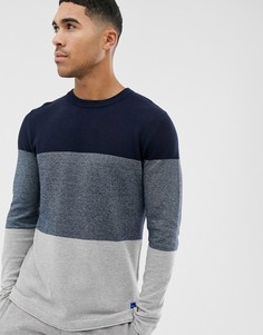 Темно-синий джемпер в стиле колор блок с круглым вырезом Jack & Jones Originals - Темно-синий