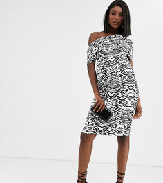 Платье-футляр с плиссировкой и зебровым принтом ASOS DESIGN Maternity - Мульти