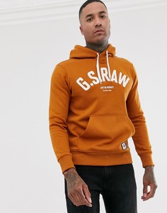 Худи темно-оранжевого цвета с крупным логотипом G-Star G.S.Raw