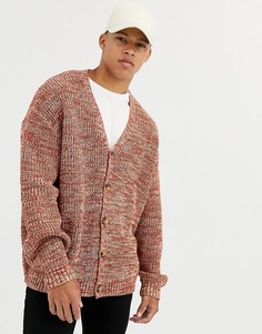 Темно-оранжевый кардиган свободного кроя в рубчик ASOS DESIGN - Оранжевый