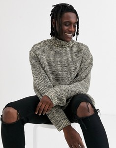 Меланжевая oversize-водолазка овсяного цвета в рубчик ASOS DESIGN - Бежевый