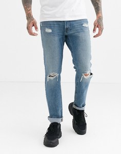 Выбеленные узкие джинсы с состаренной отделкой Abercrombie & Fitch - Синий