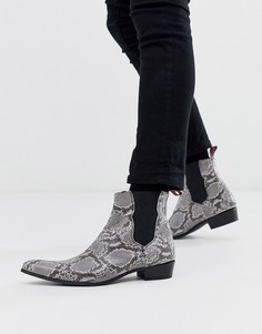 Кожаные ботинки челси со змеиным тиснением Jeffery West Adamant - Серый