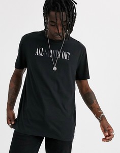 Черная oversize-футболка с принтом AllSaints - Черный