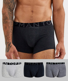Набор из 3 серых боксеров-брифов с логотипом Topman - Mat