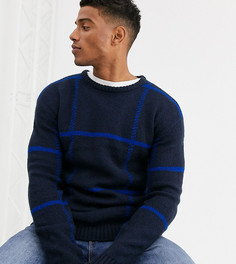 Темно-синий вязаный джемпер в крупную клетку Jack & Jones Originals - Темно-синий