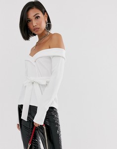 Белый креповый топ с открытыми плечами Missguided - Белый
