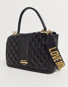 Стеганая сумка на плечо из искусственной кожи с ремешком и логотипом Love Moschino - Черный