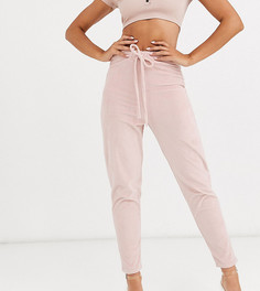 Светло-розовые бархатные джоггеры скинни на завязке Fashionkilla - Бежевый