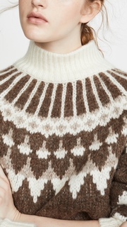 FRAME Alpaca Fair Isle Mock Neck Sweater