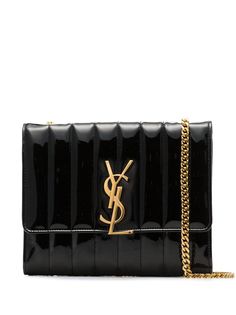 Saint Laurent лакированная стеганая сумка через плечо Vicky