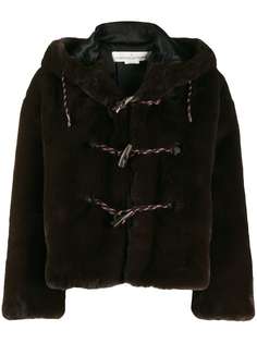 Golden Goose дафлкот с капюшоном и искусственным мехом