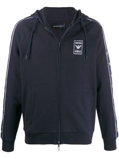 Emporio Armani худи на молнии с нашивкой-логотипом