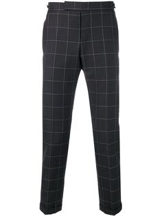 Thom Browne саржевые брюки скинни в клетку с заниженной талией