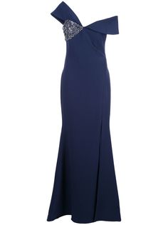 Badgley Mischka декорированное платье с открытыми плечами