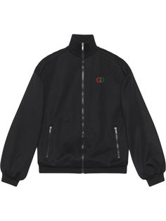 Gucci куртка с вышитым логотипом и нашивками на локтях