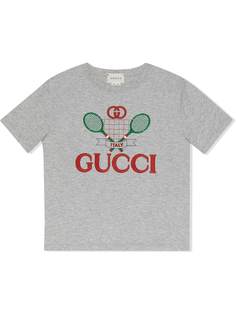 Gucci Kids футболка с вышивкой Gucci Tennis