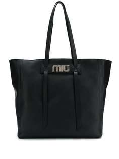 Miu Miu logo plaque shopper tote