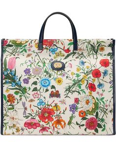 Gucci большая сумка-тоут с принтом Flora