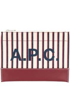 A.P.C. полосатый клатч с логотипом