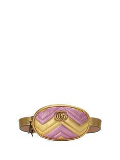 Gucci стеганая поясная сумка с логотипом GG Marmont