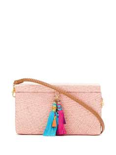 Serpui tassel detail raffia clutch