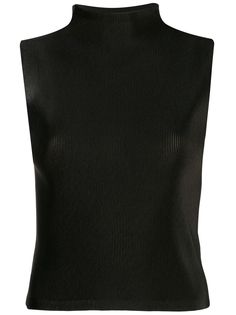 Pleats Please Issey Miyake топ с воротником-стойкой в рубчик