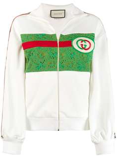 Gucci спортивная куртка с кружевными вставками и логотипом