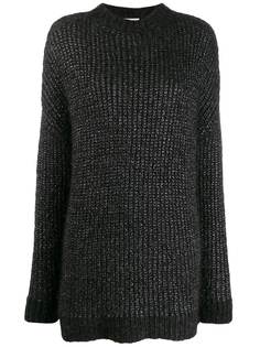 Saint Laurent джемпер свободного кроя с эффектом металлик