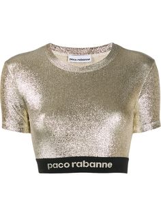 Paco Rabanne укороченный топ с эффектом металлик