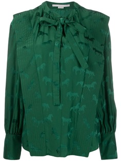 Stella McCartney horses-jacquard tie-neck blouse