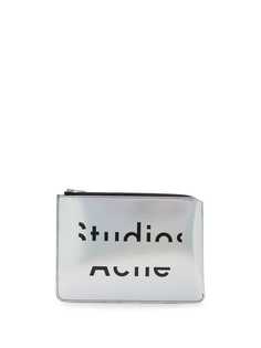 Acne Studios клатч с эффектом металлик и логотипом