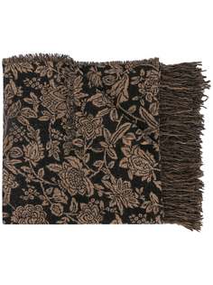 Uma Wang шарф с цветочным узором и бахромой