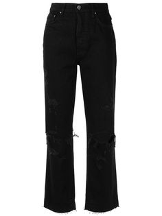 Amiri укороченные джинсы с эффектом потертости