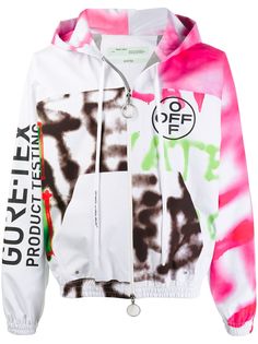 Off-White куртка с капюшоном и принтом граффити