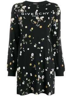 Givenchy платье с вышитым логотипом и цветочным принтом