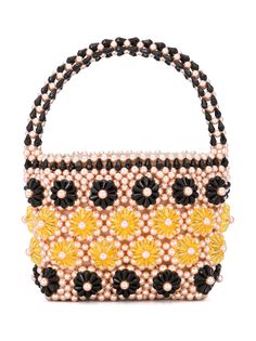 Shrimps beaded floral tote