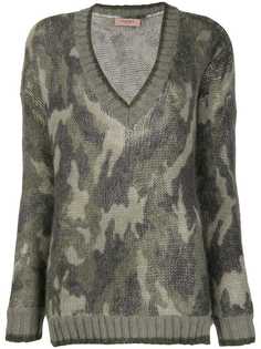 Twin-Set v-neck camo jumper