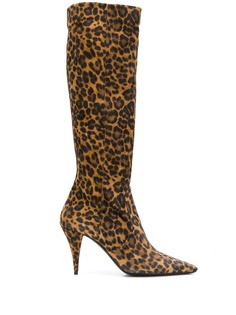 Saint Laurent leopard print knee-length boots