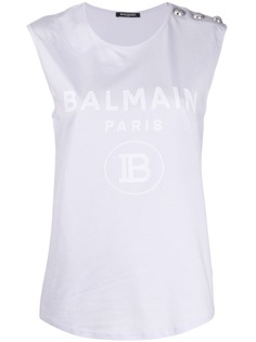 Balmain logo print top