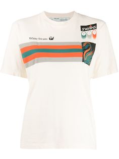 Off-White футболка White Swan в технике пэчворк