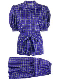 Yves Saint Laurent Pre-Owned комплект из блузки и юбки в клетку 1980-х годов