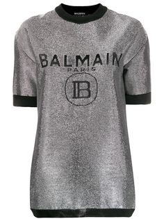 Balmain футболка с логотипом и эффектом металлик
