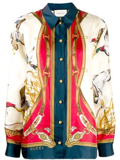 Gucci Flying Duck print silk shirt