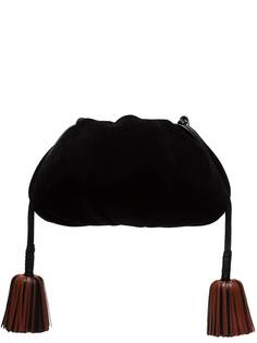 Ulla Johnson Black Brea tasselled suede pouch bag