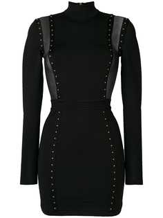 Balmain платье с сетчатыми вставками и заклепками