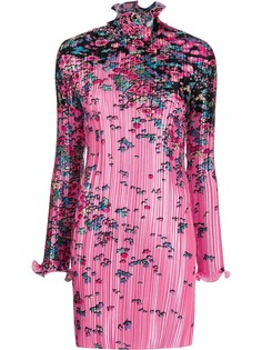 Givenchy плиссированное атласное платье с цветочным принтом